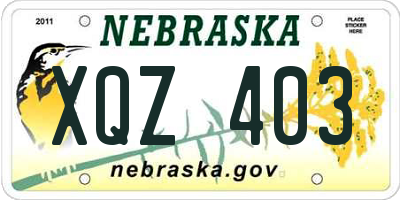 NE license plate XQZ403