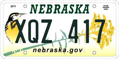 NE license plate XQZ417