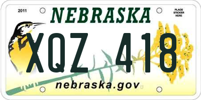 NE license plate XQZ418