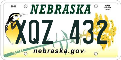 NE license plate XQZ432