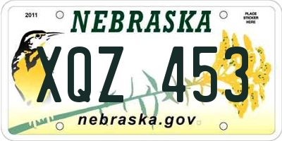 NE license plate XQZ453