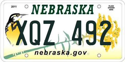 NE license plate XQZ492