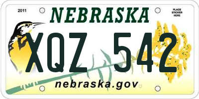 NE license plate XQZ542