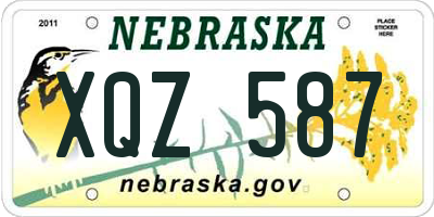 NE license plate XQZ587