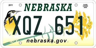 NE license plate XQZ651