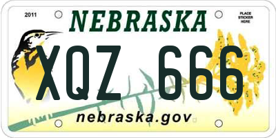NE license plate XQZ666