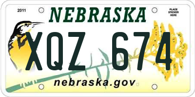 NE license plate XQZ674