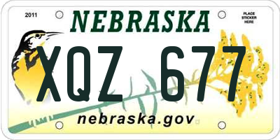 NE license plate XQZ677