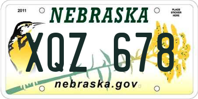 NE license plate XQZ678