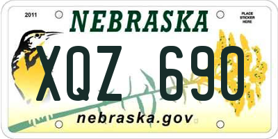 NE license plate XQZ690