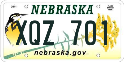 NE license plate XQZ701