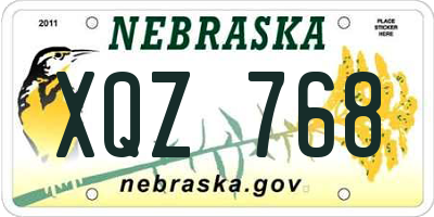 NE license plate XQZ768