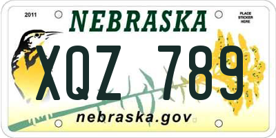 NE license plate XQZ789