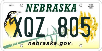 NE license plate XQZ805
