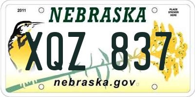 NE license plate XQZ837