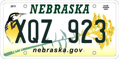 NE license plate XQZ923