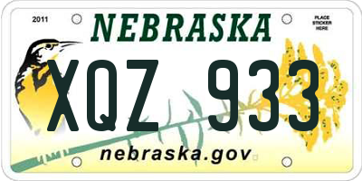 NE license plate XQZ933