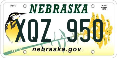 NE license plate XQZ950