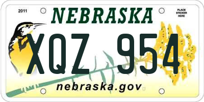 NE license plate XQZ954