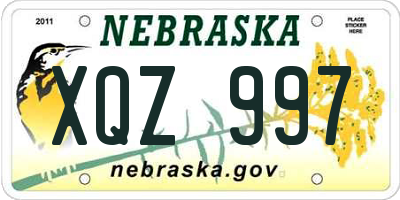 NE license plate XQZ997