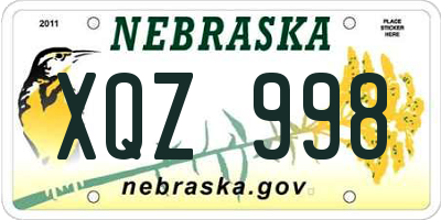 NE license plate XQZ998