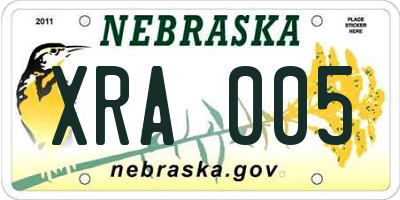 NE license plate XRA005