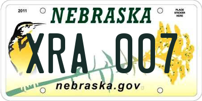 NE license plate XRA007