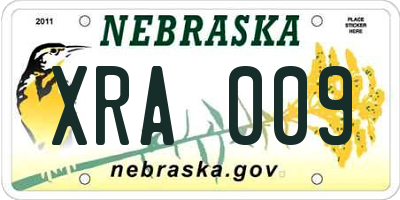 NE license plate XRA009