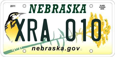 NE license plate XRA010