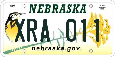 NE license plate XRA011