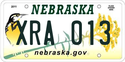 NE license plate XRA013