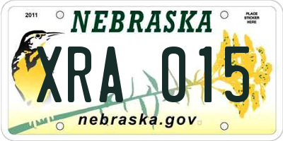 NE license plate XRA015