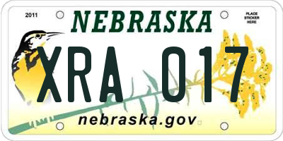NE license plate XRA017