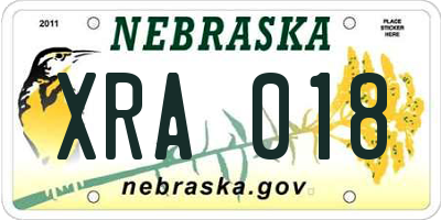 NE license plate XRA018