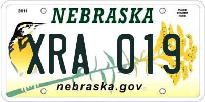 NE license plate XRA019