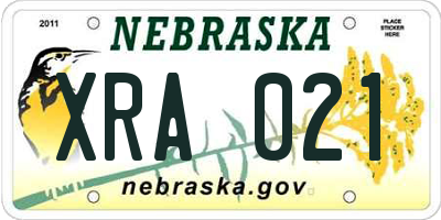 NE license plate XRA021