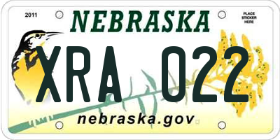 NE license plate XRA022