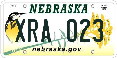NE license plate XRA023