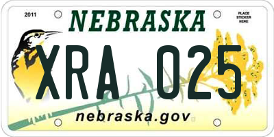 NE license plate XRA025