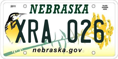 NE license plate XRA026