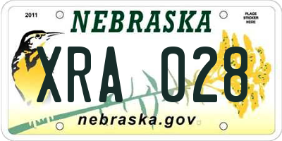 NE license plate XRA028