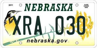 NE license plate XRA030