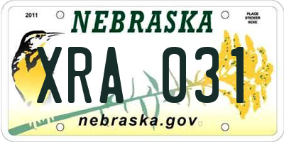 NE license plate XRA031