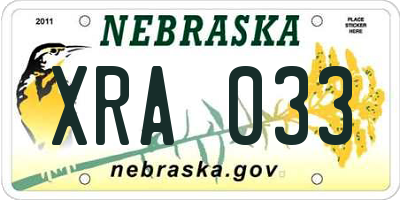 NE license plate XRA033