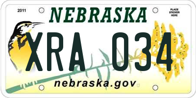 NE license plate XRA034