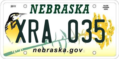 NE license plate XRA035