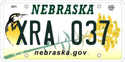 NE license plate XRA037