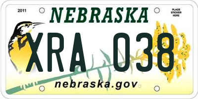 NE license plate XRA038