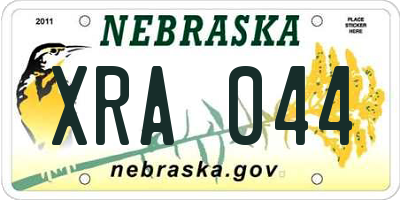 NE license plate XRA044