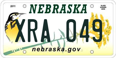 NE license plate XRA049